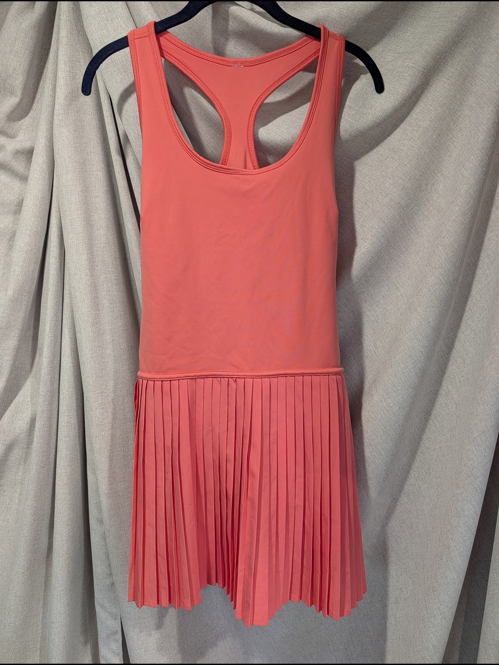 Yogalicious Coral Racerback Pleated Tennis Dress